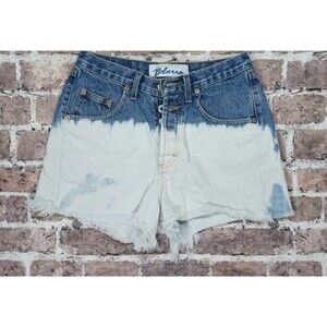 VTG 90s Y2K Express Blues Denim Shorts 9/10 Dipped Bleach Ombre Cutoff Boho